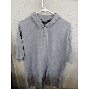 Studio Bill Blass Gray Herringbone Pattern Polo Shirt Cotton Men's Large